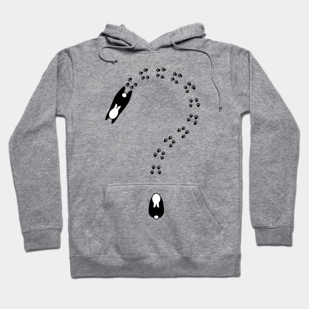 Question mark with bunny paw prints. Hoodie by CraftCloud